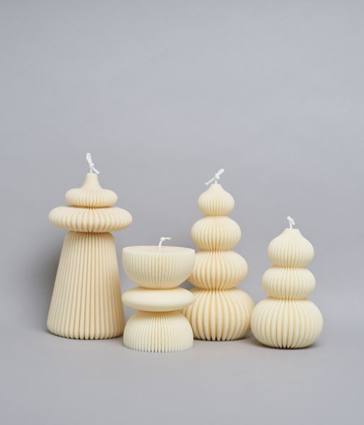 Stacked 3-tier fluted - Soy Sculptured Pillar Candle