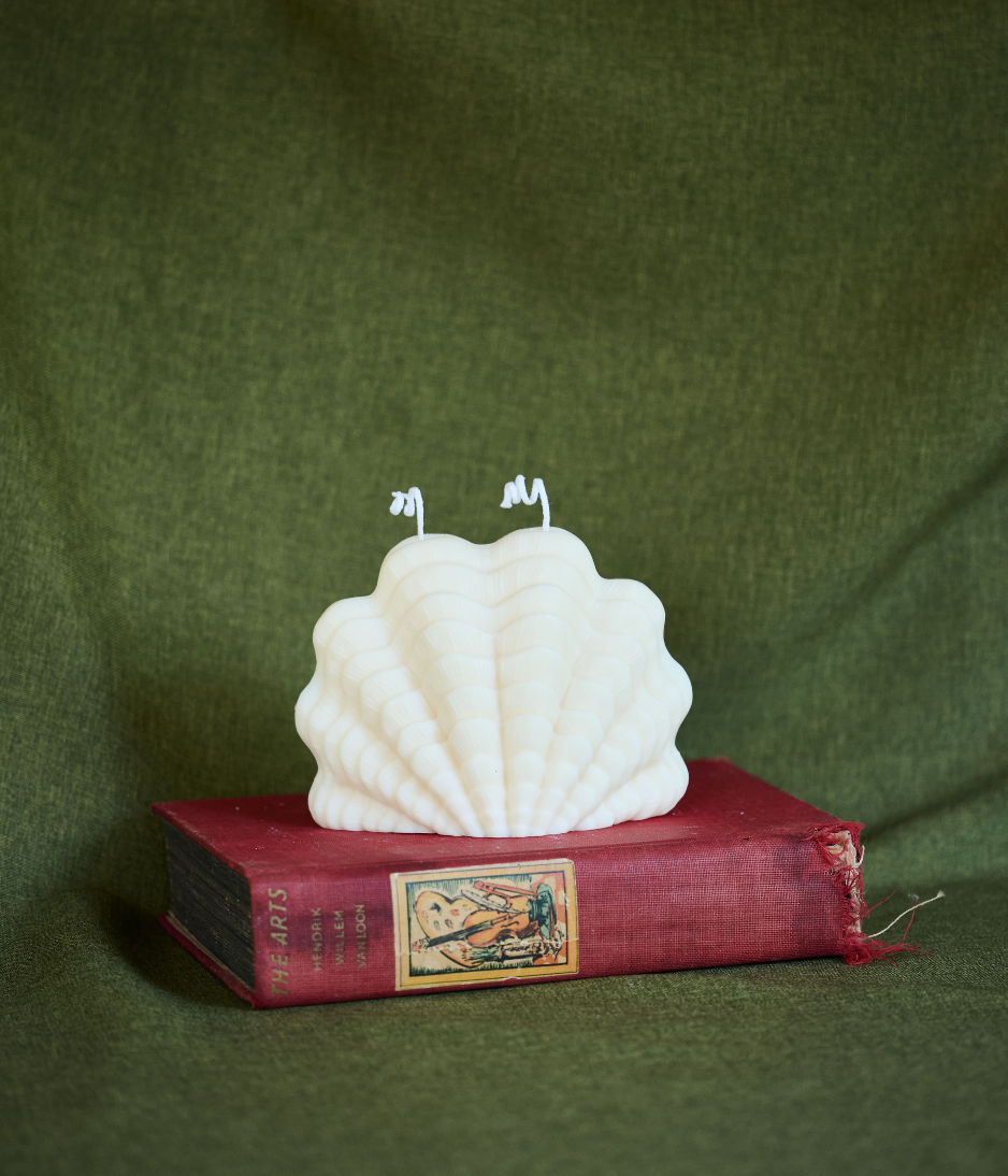 Coastal Fan Shell Scallop - Soy Sculptured Pillar Candle